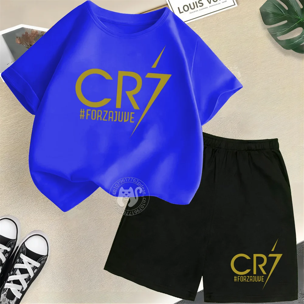 Повседневный хлопковый футбольный трикотаж с короткими рукавами и шортами