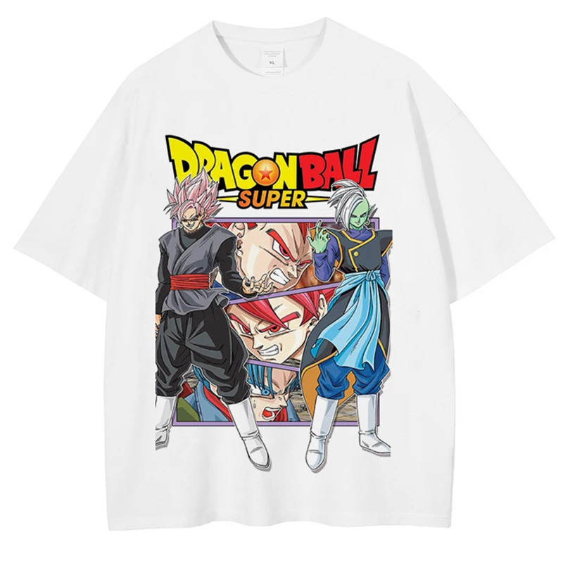 Men White T-Shirt Japanese Anime Dragon Ball Print T Shirt Harajuku Cotton Casual Tshirt Hip Hop Streetwear Short Sleeve Tees