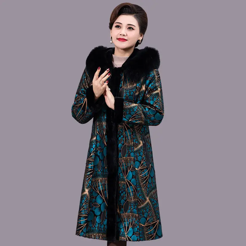 Winter Fur Coat Jacket Women New Middle-aged Female One Piece Of Fur Overcoat Mid-length Fashion Double-sided Fur Outwear