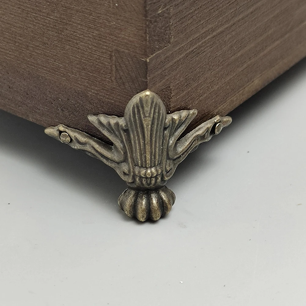 

Box Decorative Corner Protector Double Feet Leg High Quality Jewellery Metal New Parts Retro Wooden Bronze Case