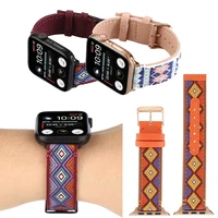 nylon leather strap for apple watch band 41mm 45mm 40mm 44mm 38mm 42mm ethnic style bracelet for iwatch series 7 6 se 5 4 3