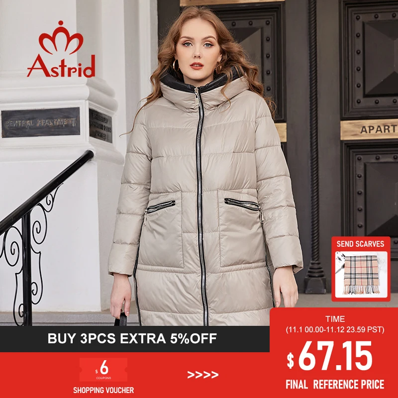

Astrid/зимняя куртка для женщин; Коллекция 2022 года; Длинное пальто большого размера; Модная женская одежда с капюшоном; Толстая Женская парка н...