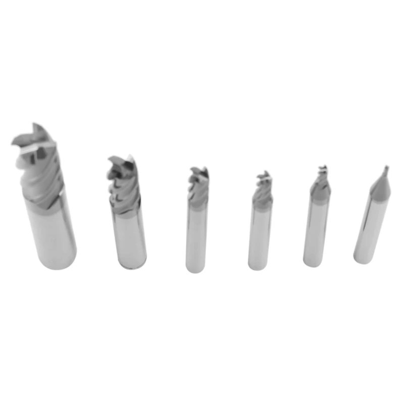 6Pcs 4 Flutes End Mills Set For Steels Square CNC Carbide Milling Cutter Spiral Router Bits Dia(1 2 3 4 6 8Mm)