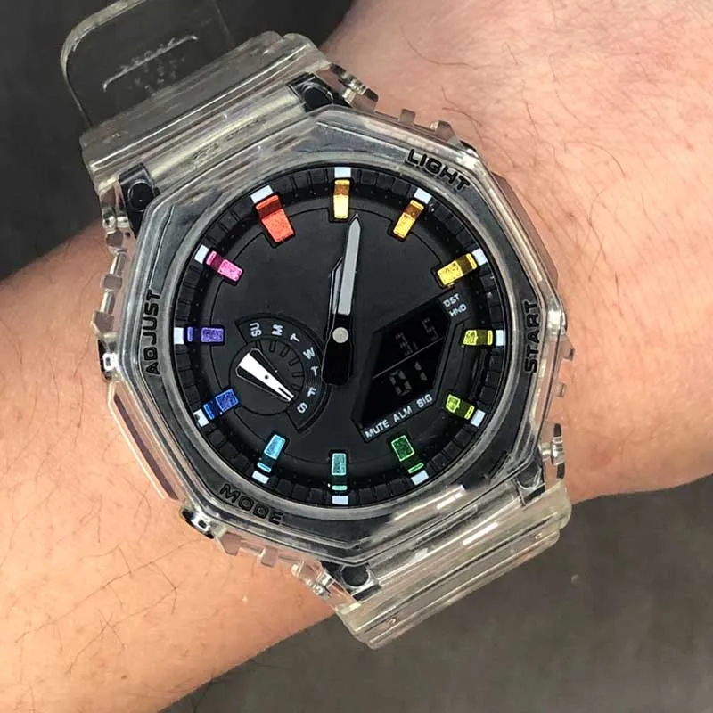 

Luxury High Quality Men Led Digital Watches Week Function Dual Display Women's Leisure Sports Quartz Wristwatch Silicone Strap