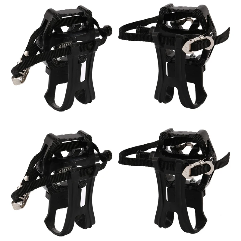 

2X SPD Pedals With Toe Clip Straps For Shimano SPD Pedals Bike Peloton Pedals Indoor Exercise Cycling Pedals 1/2Inch