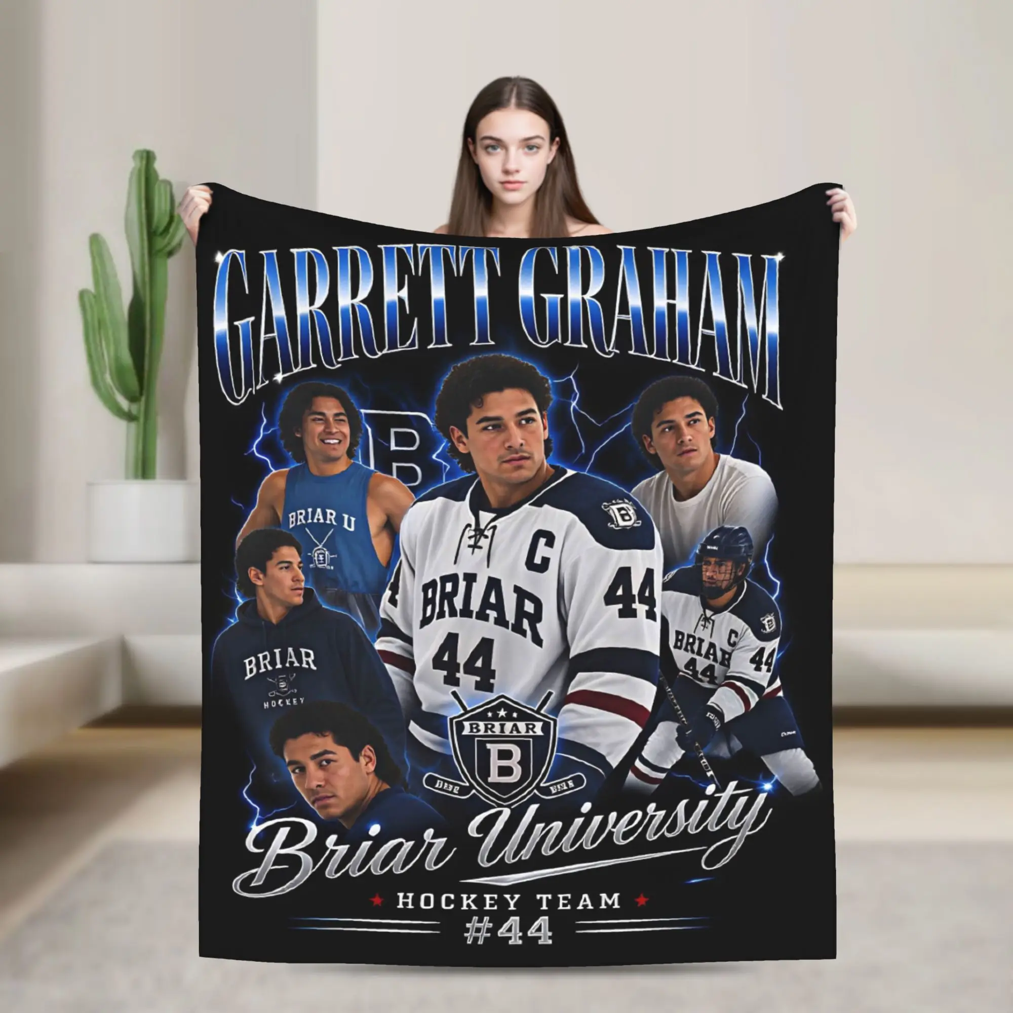 Фото Плед-покрывало Briar University Garrett Graham 44: Мягкое, теплое, плюшевое, для девочек и мальчиков, забавное домашнее покрывало для кровати и дивана №2