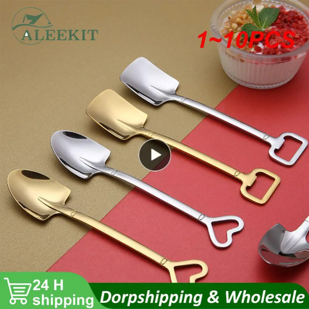 1~10PCS 1/4/8/Pcs  Shovel Spoons Stainless Steel Teaspoons C