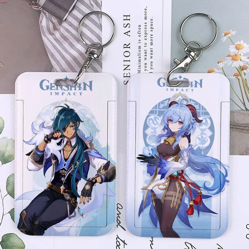 

Genshin Impact Student Card Holder Cryo Kaeya Qiqi Shenhe Keychains Badge Business Bank Bus ID Credit Cards Holders Keychain