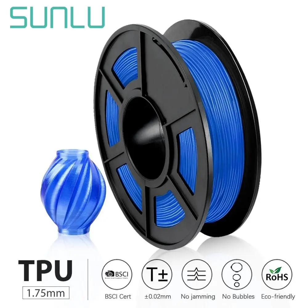 

SUNLU TPU Flexible 3D Printer Filament Best Seller Sumlibation TPU Flexible Filament Non-toxic Material Printing Toy Material