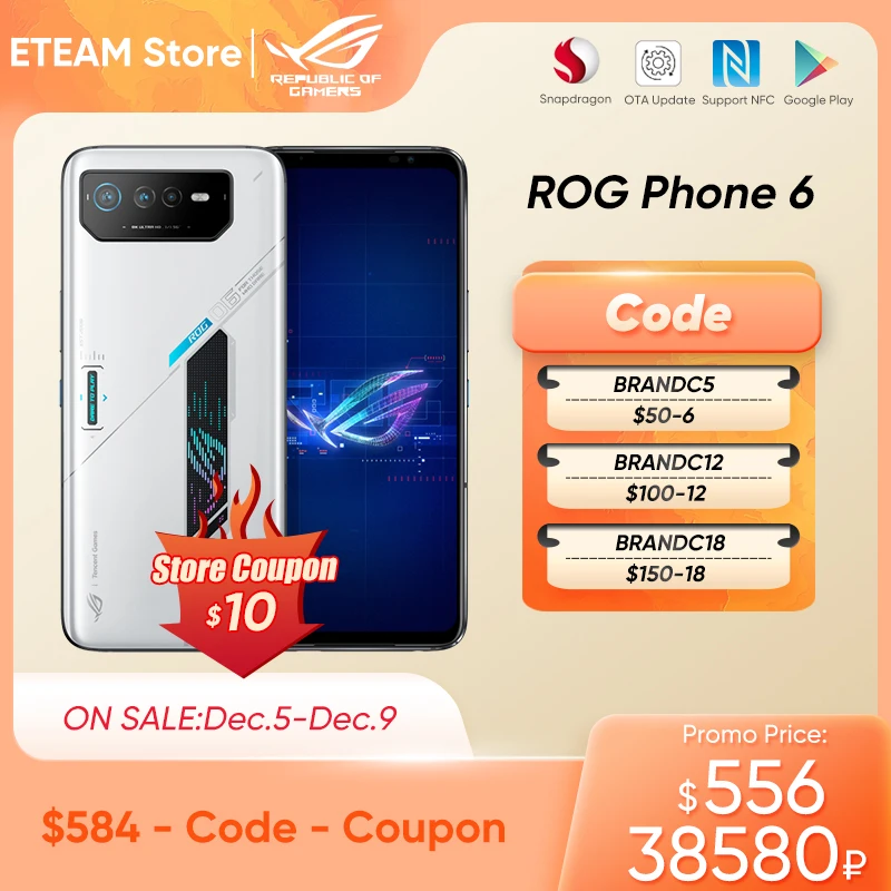 ASUS ROG Phone 6 Global ROM Multi-Language Snapdragon 8+Gen 1 6000mAh Battery 165Hz AMOLED rog 6 5G Game Phone HK Version