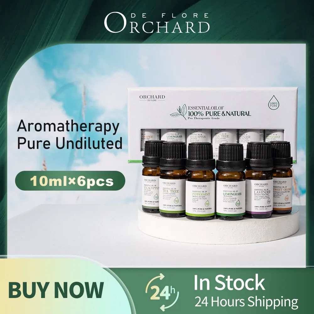 

Orchard 6pcs Kits Pure Aromatherapy Humidifier Lemon Grass Peppermint Sweet Orange Lavender Eucalyptus Tea Tree Essential Oils