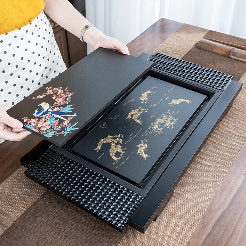 

Китайский классический домашний поднос для чая, безопасный для здоровья и окружающей среды, твердый деревянный чайный столик, креативный индивидуальный чайный набор