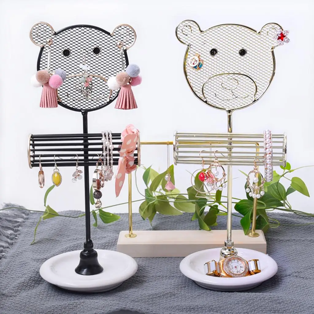 

Cute Bear Cartoon Shape Showcase Earrings Bracelet Display Organizer Holder