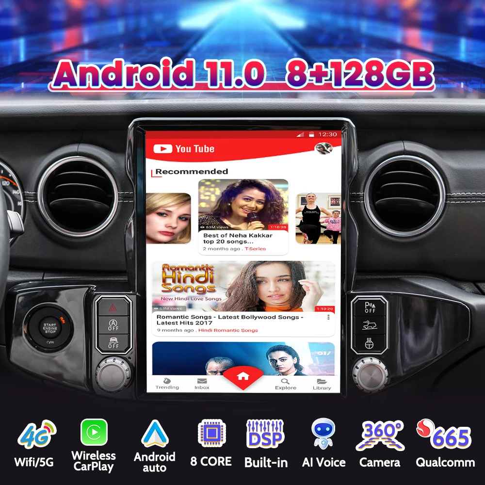 Car Radio For Jeep Wrangler JL Gladiator 2018 2019 2020 2021 Android Tesla Screen 2Din Stereo Receiver Autoradio Multimedia DVD