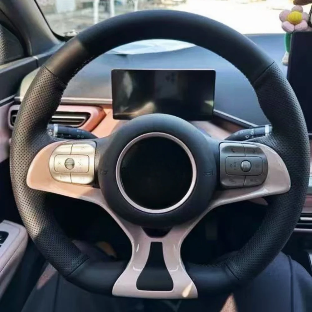 Фото Изготовленный на заказ оплетка на руль автомобиля, мягкий 100% подходит для BYD Yuan Plus Dolphin 22-24-25 Atto 3 Atto 3, автомобильные товары, пленка на руль №1