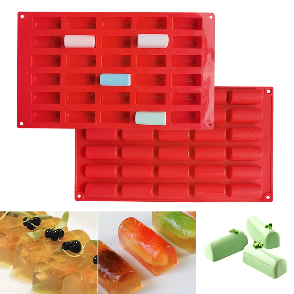 

Silicone Mold 3D Stick Half-cylindrical Long Strip Shape Chocolate Truffle Mousse Cake Dessert Mold DIY Baking Moulds 30 Cylind