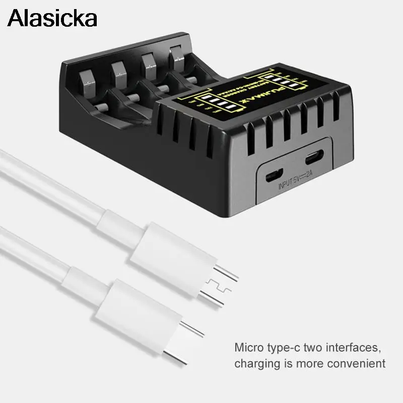 

4 Slot Battery Charger Ni-MH/Ni-Cd Charger with LED Indicator for Short Circuit Protection of AAA/AA Rechargeable Batteries
