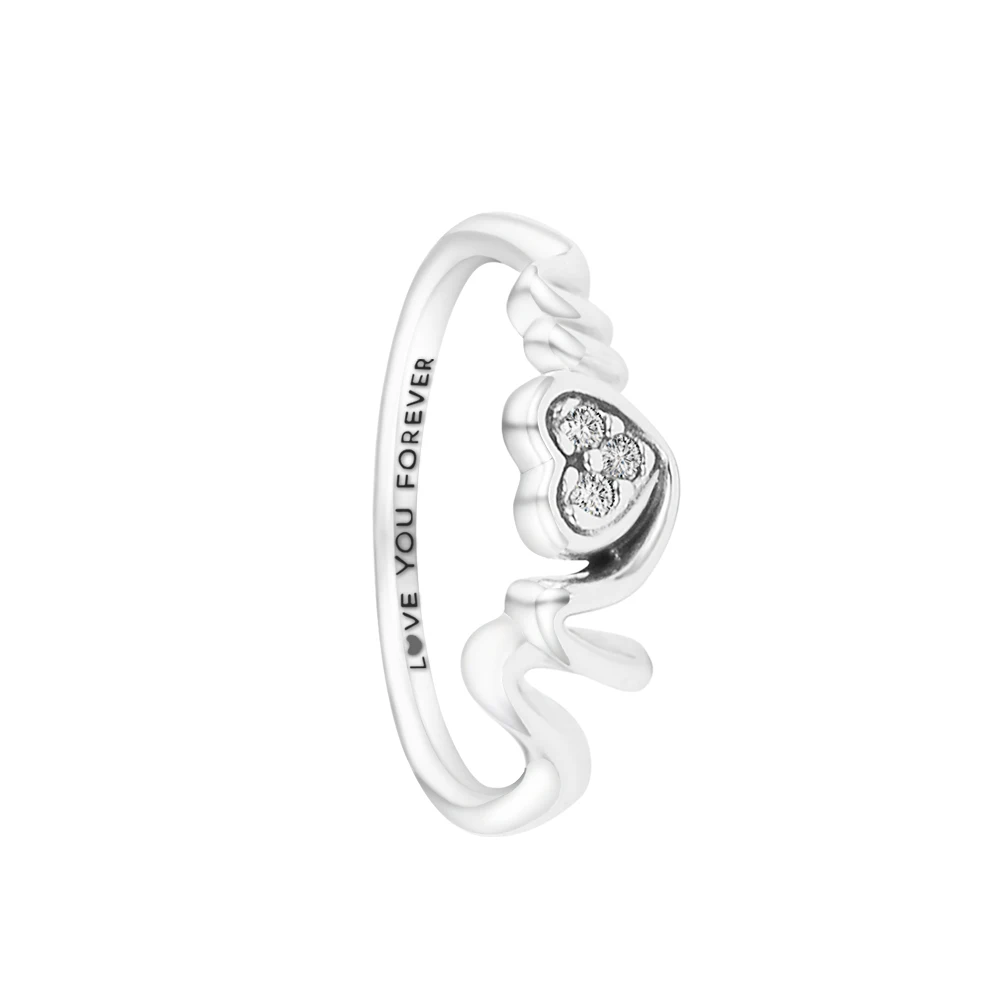 

CKK Mum Pavé Heart Ring for Women 925 Sterling Silver Original Jewelry Mujer Bague Femme Plata Anel
