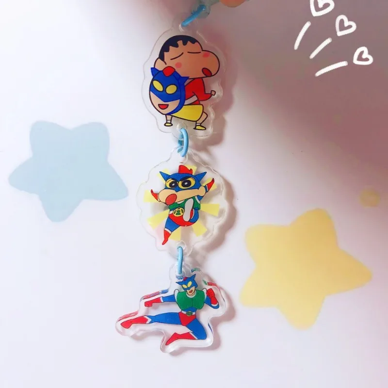 Фото Аниме crayon shin-chan брелок мультяшный Детская сумка, кулон, аниме брелок kawaii Chuanchuan рюкзак из акрила, подарок №3