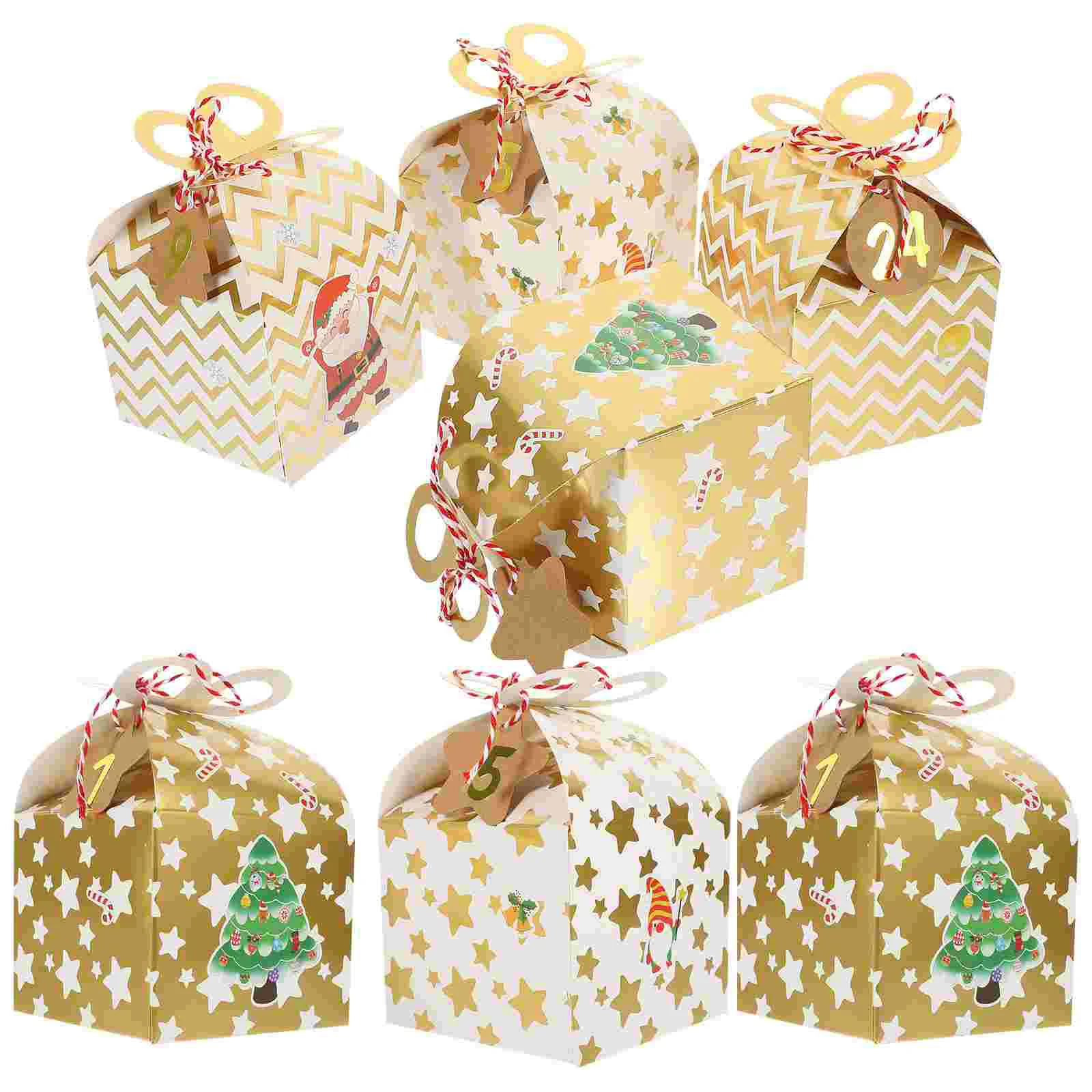 

24Pcs Christmas Candy Storage Boxes Paper Treat Boxes Xmas Goodies Treat Boxes Wrapping Boxes