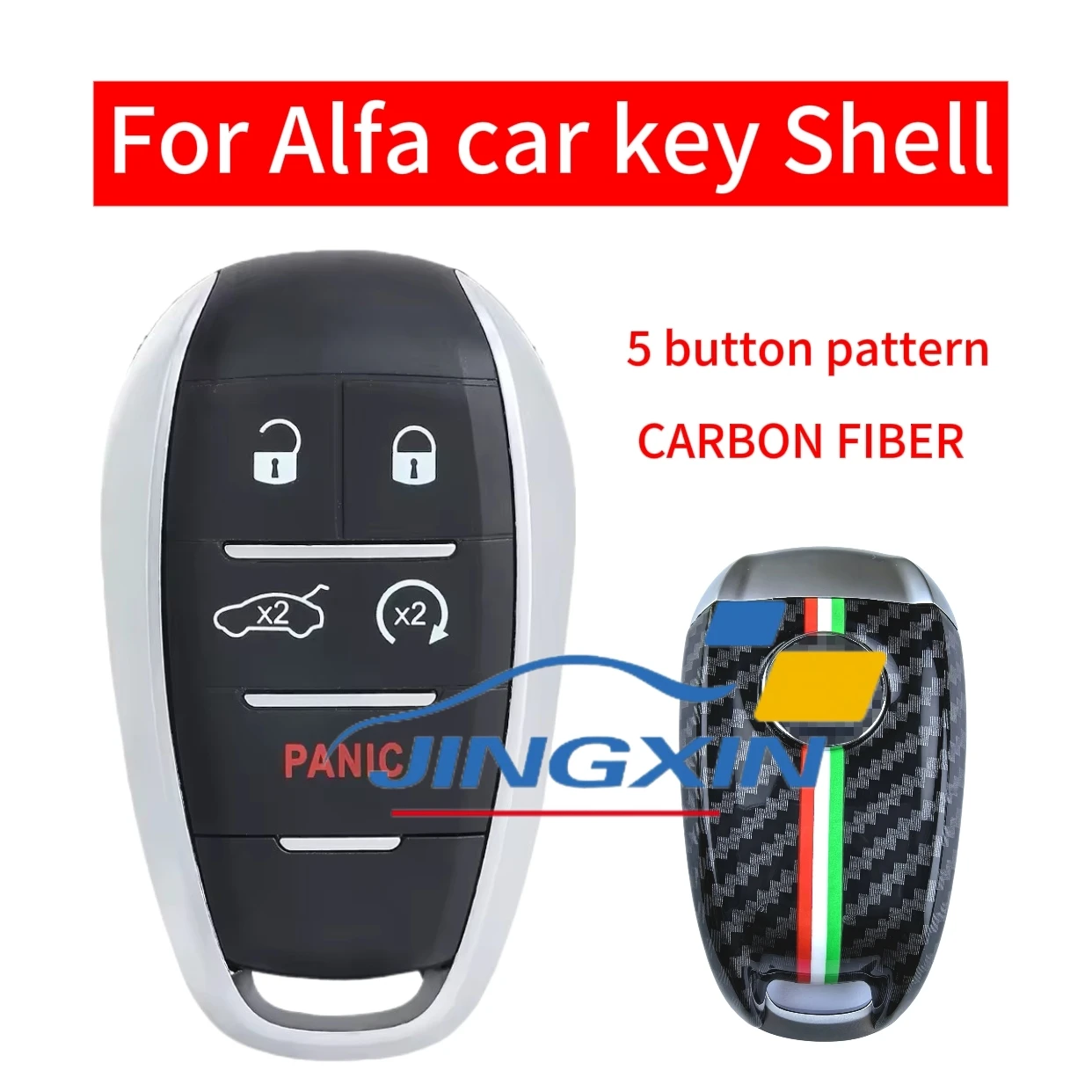 

Сменный корпус ключа автомобиля Jingxin, 3/5-кнопочный брелок для Alfa Romeo Giulia Stelvio 2017 2018 2019 2020 FCC ID: KR5ALFA434 корпус ключа