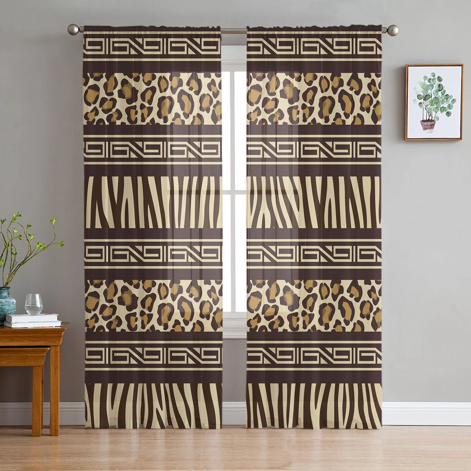 

Женская леопардовая штора в полоску, прозрачная занавеска для гостиной, спальни, кухни, тюль для окон, шифоновая драпировка