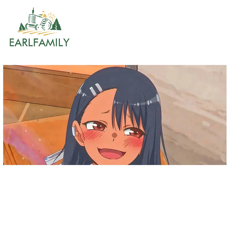 

EARLFAMILY 13 см мультфильм аниме Nagatoro Румяна Slap смешная Автомобильная наклейка Водонепроницаемая JDM VAN RV Наклейка Окно Бампер ноутбук DIY Декор