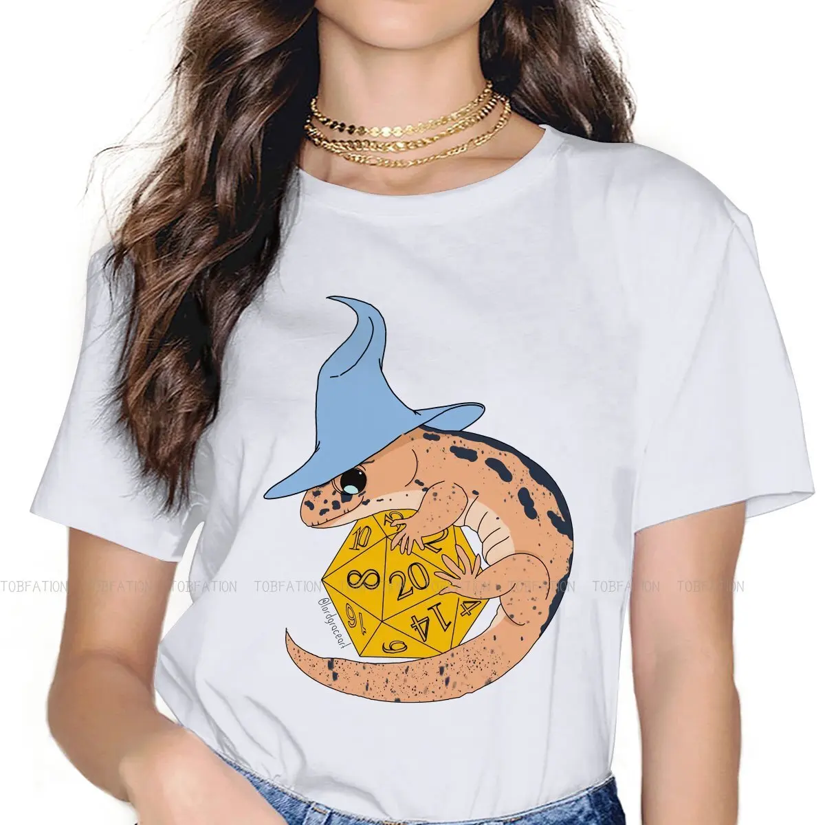 

DnD Wizard Lizard Jamey Women's T Shirt Gecko Lover Ladies Tees Harajuku O-neck Tops Graphic Tshirt Loose 5XL Fashion