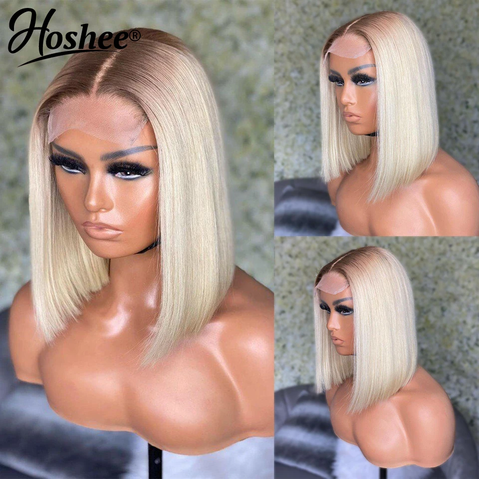 Ombre Brown Lace Front Wig 13X4 HD Transparent Lace Frontal Wig 4T613 Brazilian Colored Bob Wig Lace Front Human Hair Wigs Remy