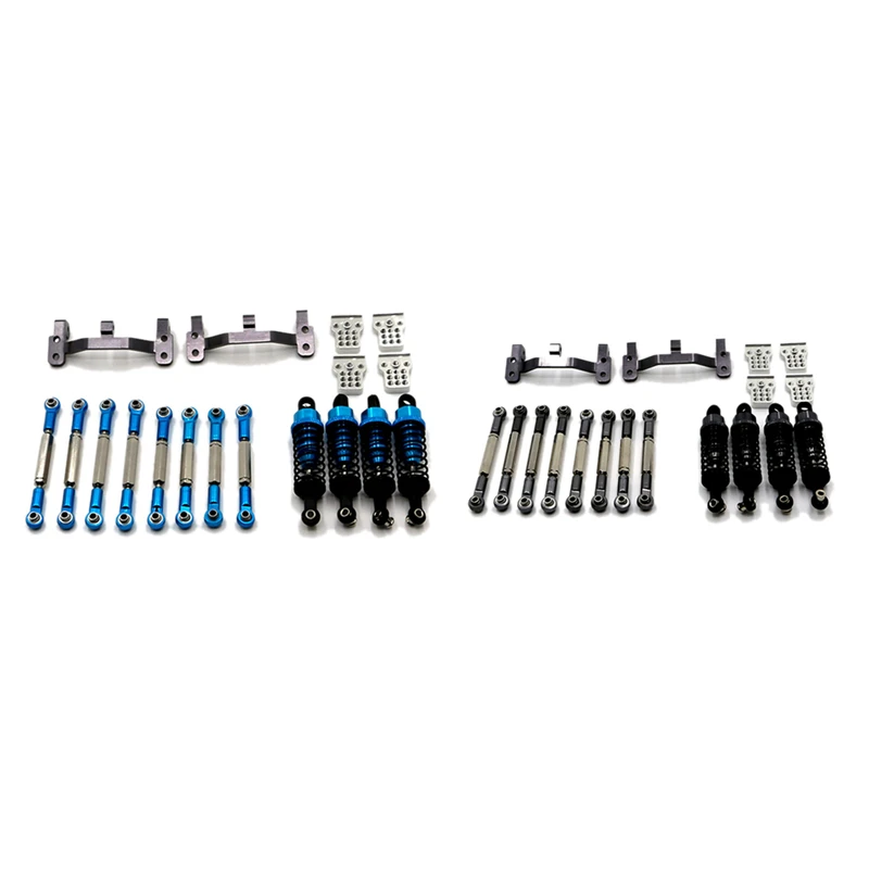 

2 Set Metal Pull Rod Tie Rod Pull Rod Base Shock Absorber For WPL B14 B24 C14 C24 C34 1/16 RC Car Parts,Blue & Grey