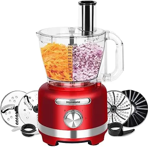 

Food Processors Food Chopper, 600W with 16 Cup Processor Bowl, 4 Blades, Food Chute and Pusher for Shredding, Pureeing Vegetable