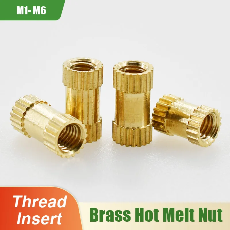 

Латунные резьбовые гайки, вставки с двойным накатанным впрыском, встраиваемые в термоплавкий нагрев, медная вставка, гайки для 3D-принтера, ноутбука, компьютера