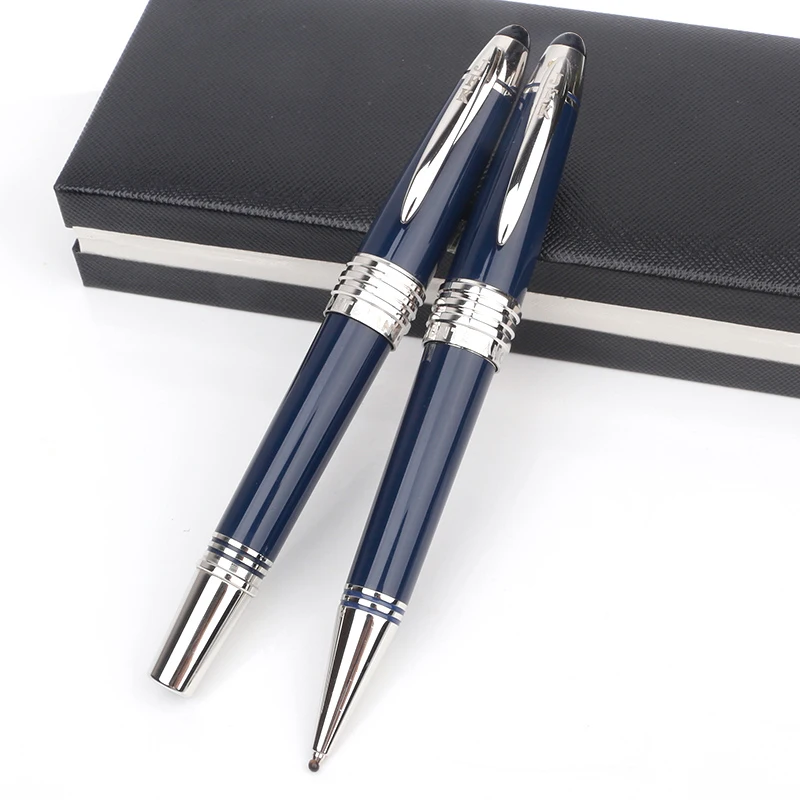 

Luxury Edition Monte Rollerball Pen Metal Navy Blue MB Ballpoint Pens Blance Business Fountain Pens with JFK Clip