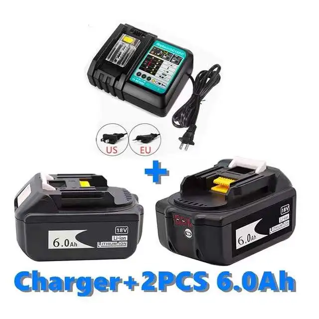

Original BL1860 Rechargeable Battery 18 V 6000mAh Lithium ion for makita 18v Battery BL1840 BL1850 BL1830 BL1860B+ 3A Charger