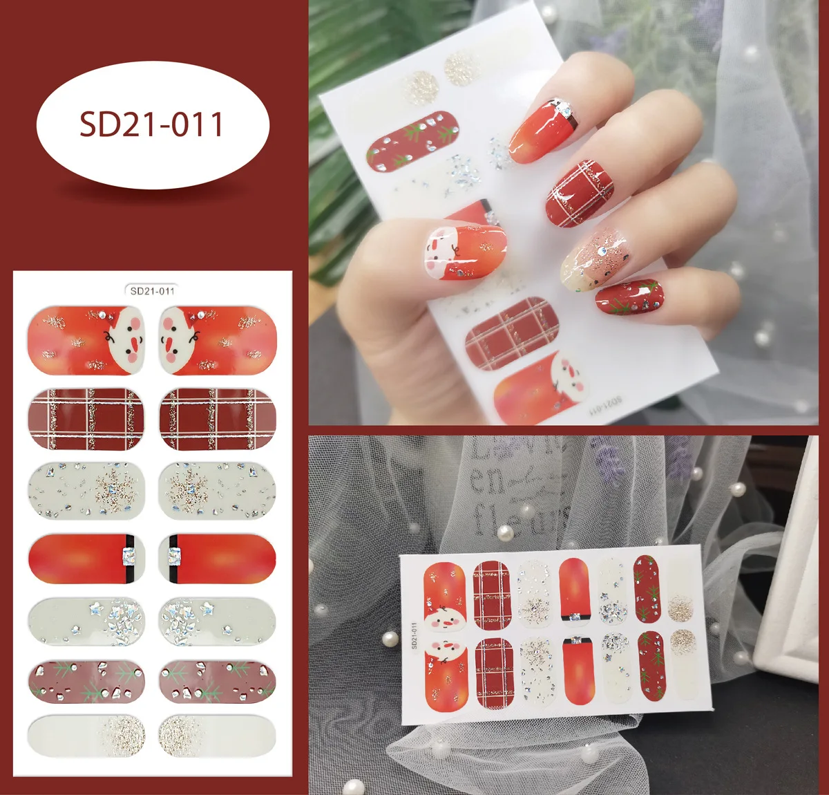 

New Winter Wear Nail Paste Snow Pattern Finished Nail Polish Film DIY Nail Paste Christmas Nail Sticker