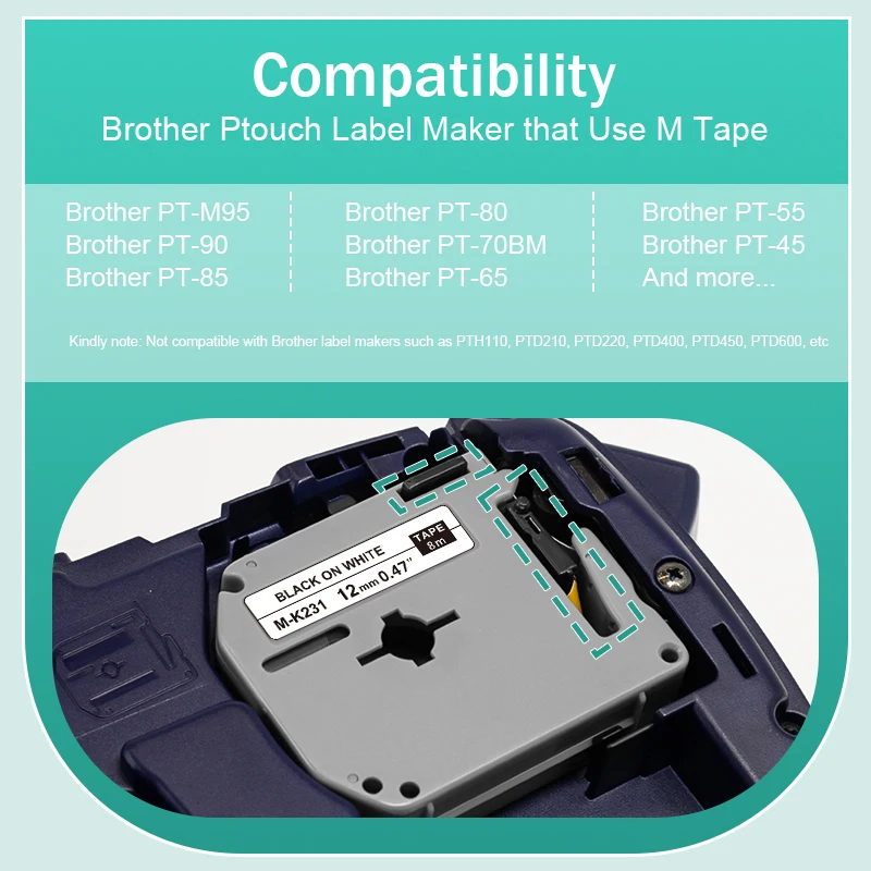 6PK 12 мм ленты для этикеток Brother MK231 M-K231 MK131 MK631 Совместимые устройства изготовления