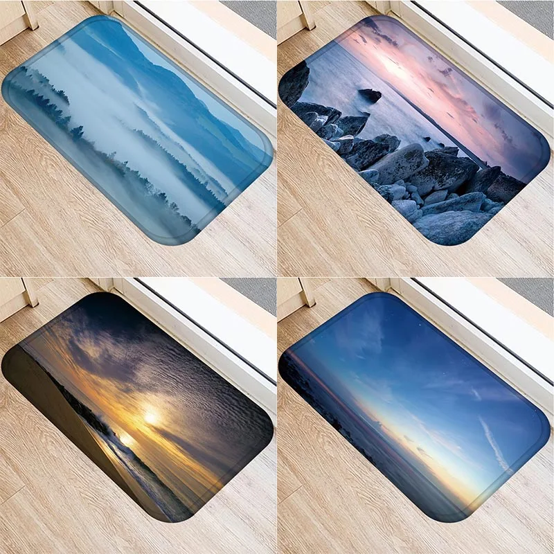 

Nature Landscape Pattern Floor Mat Anti-slip Entrance Floor Mat Door Mat Sunset Sunset Printed Rug Bathroom Rug Room Home Decor
