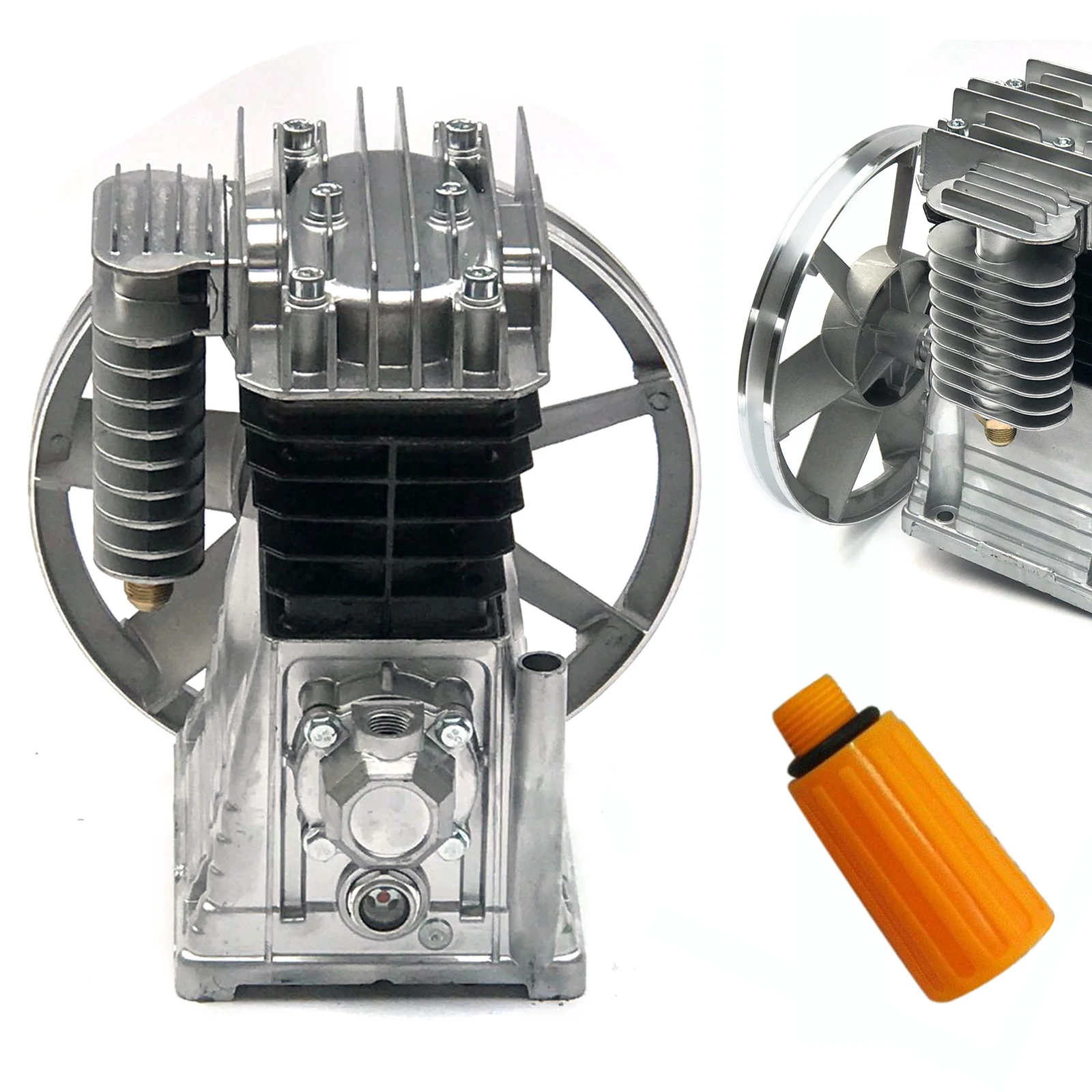 Pump Twin Cylinder Head Motor Oil Lubricated +silencer