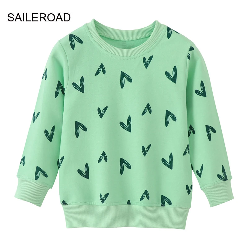 

SAILEROAD Spring New 2-7 Years Clothes Cotton Outerwear Green Cartoon Hearts Baby Tops Girls Kids Toddler Hoodie Sweatshirts