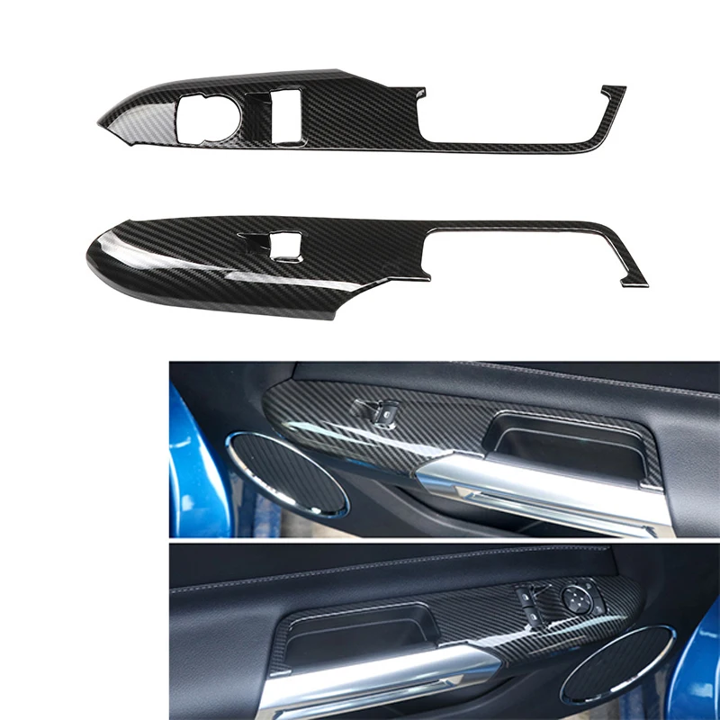 

Car ABS Black Carbon Fiber Texture Window Lift Switch Panel Cover Trims Stickers for Ford Mustang 2015-2019 Car Styling
