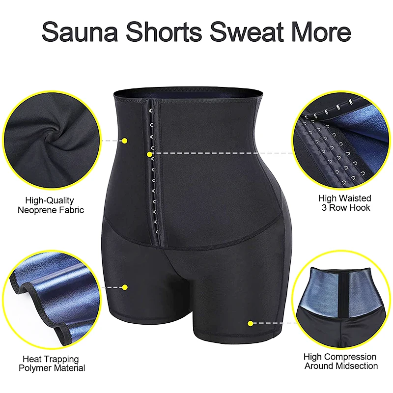 Women Sweat Sauna Shorts Pants High Waisted Body Shaper Waist Trainer Corset Leggings Slimming Workout Shapewear Control Panties