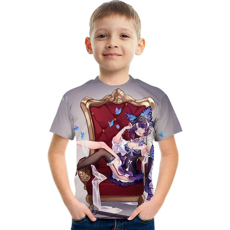 

Classic Cartoon Japan Anime Demon Slayer 3D T-shirt New Harajuku Kochou Shinobu Style Game Kids Clothes Boys Clothes Kids 4-14T