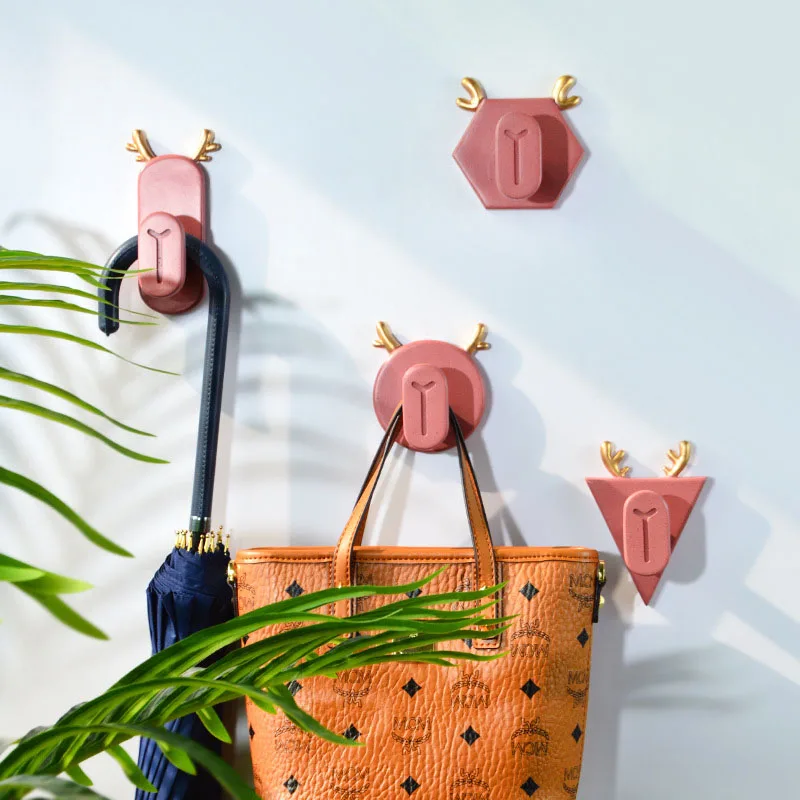 

Cute Animal Shape Wall Hooks Decorative Sticky Hook Key Holder Coat Hanger Home Decoration Accessories Resin Storage Rack