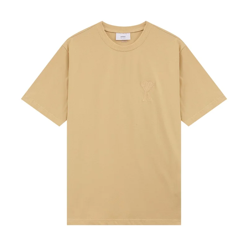 2022 Ami New Love Embroidered Macarons Fashion Street Loose All-Match Cotton Short-Sleeve Summer Men's T-shirt With Round Collar |