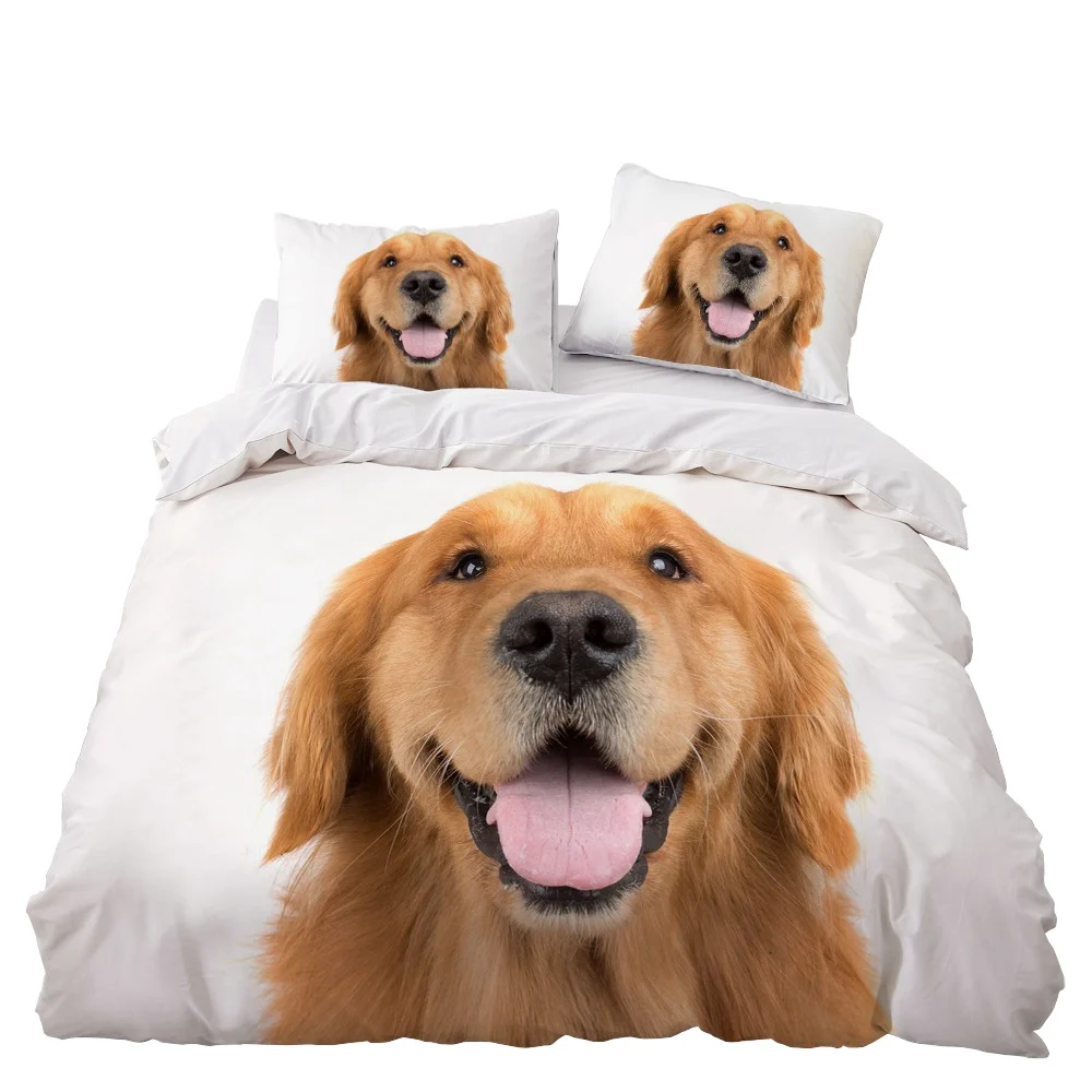 

Пододеяльник для домашних питомцев, королевский комплект принадлежностей большого размера с изображением золотистого ретривера, постельное белье для любителей собак, украшение для спальни