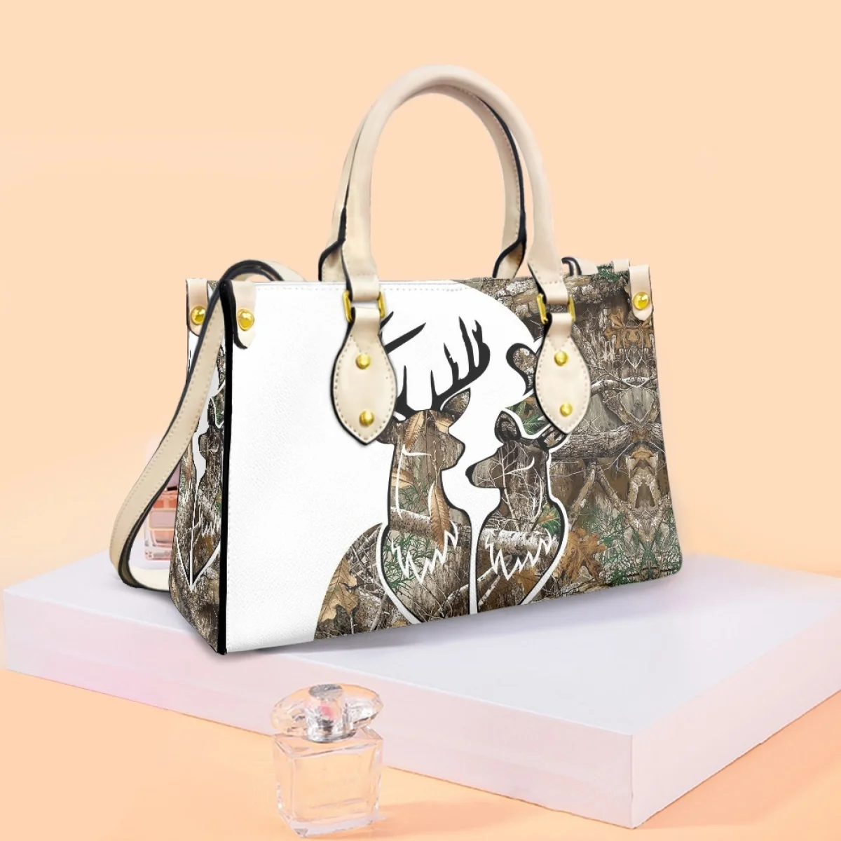 Belidome Camo Hunting Deer Design Luxury Purses and Handbags for Womens Top Handle Satchel Shoulder Bags Messenger Tote Bags