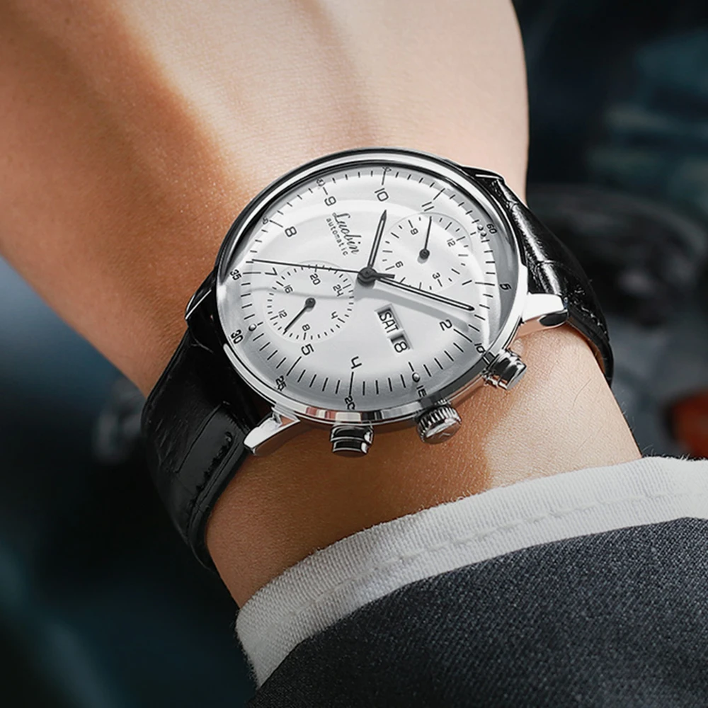 Продажа Мужские модные механические часы, деловые Автоматические наручные часы из нержавеющей стали, светящиеся дизайнерские часы, мужские часы, н...