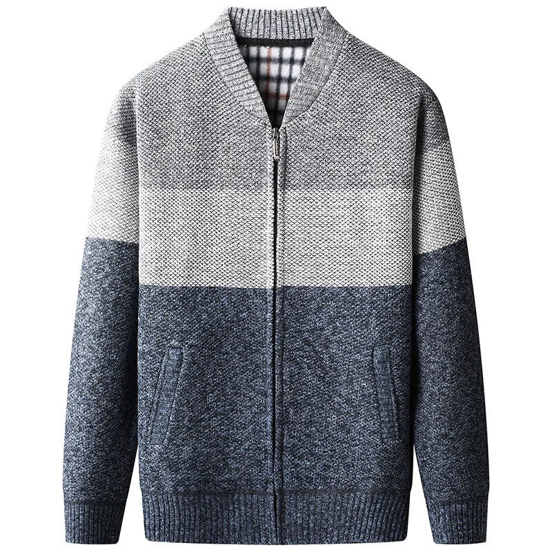 Men's zippered knit jacket, tight thick knit sweater, business fashion, warm and thickened sweater for spring and autumn 2023