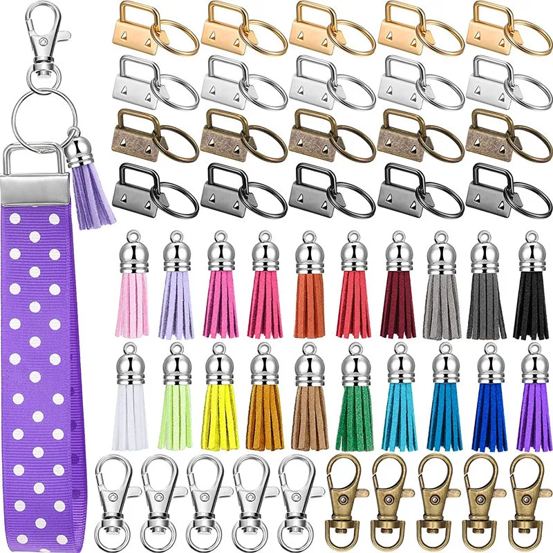 

60 Pcs/set Key Fob Hardware Wristlet for Keychain with Swivel Snap Hook Keychain for DIY Jewelry Crafts