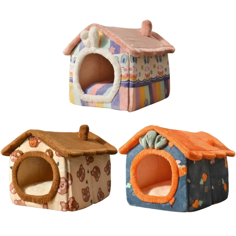 

Warm for Cat Bed Cave for Indoor Cats Self-Warming Beds Collapsible Tent House
